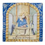 EDICOLA composta da 9 MATTONELLE in ceramica smaltata e decorata raffigurante "Madonna di