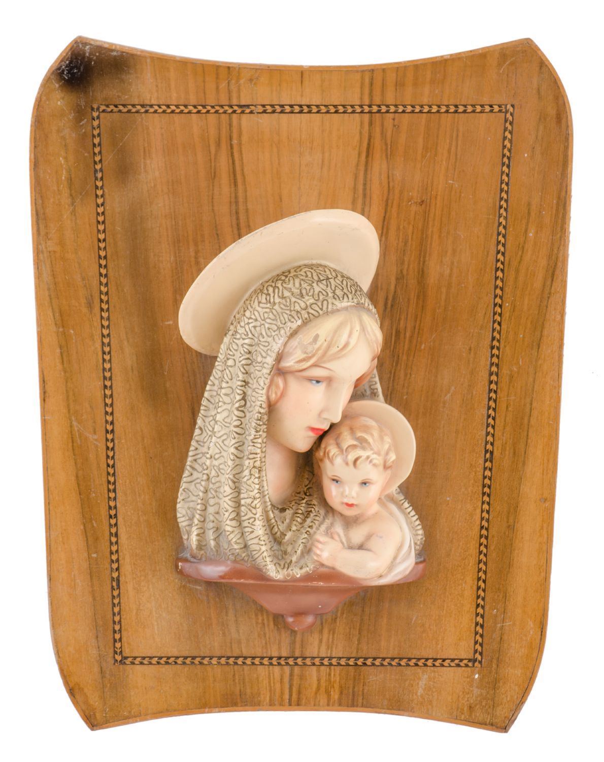 ARTURO PANNUNZIO (1891- 1953) CAPEZZALE in ceramica raffigurante "Madonna con Bambino", pannello