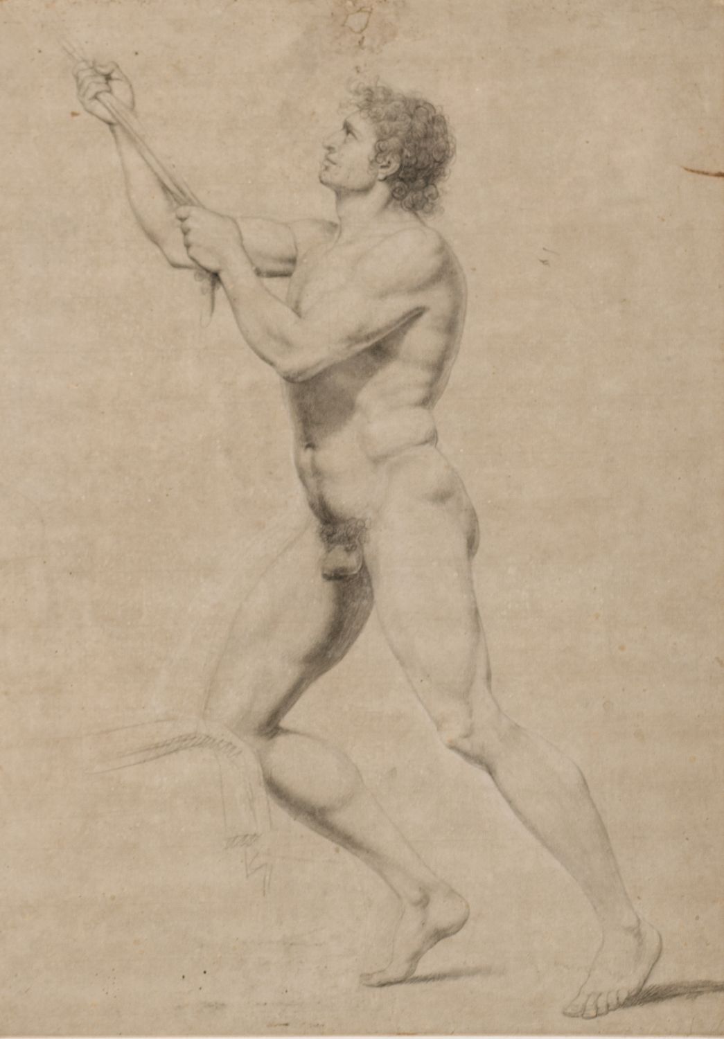 SALVATORE LO FORTE (Palermo 1809 - 1885) GESSETTO (STUDIO) "nudo maschile".  Misure: cm 40 x 57