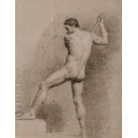 SALVATORE LO FORTE (Palermo 1809 - 1885) GESSETTO (STUDIO) "nudo maschile".  Misure: cm 39,5 x 49,5