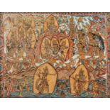TECNICA mista su tela "incontro tra gli spiriti del bene e del male". Medio Oriente primi '900