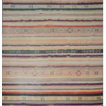 TAPPETO Kilim con inserti Sumak, ordito in cotone e trama in lana. XX secolo Misure: cm 300 x 255