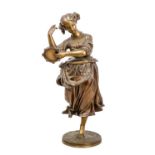 COINCHON THEODORE (1814 - 1881) SCULTURA in bronzo raffigurante "ragazza con tamburello".  Misure: h