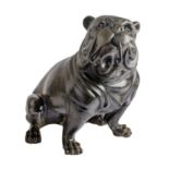 SCULTURA in bronzo raffigurante "bulldog inglese". Italia primi '900 Misure: h cm 55