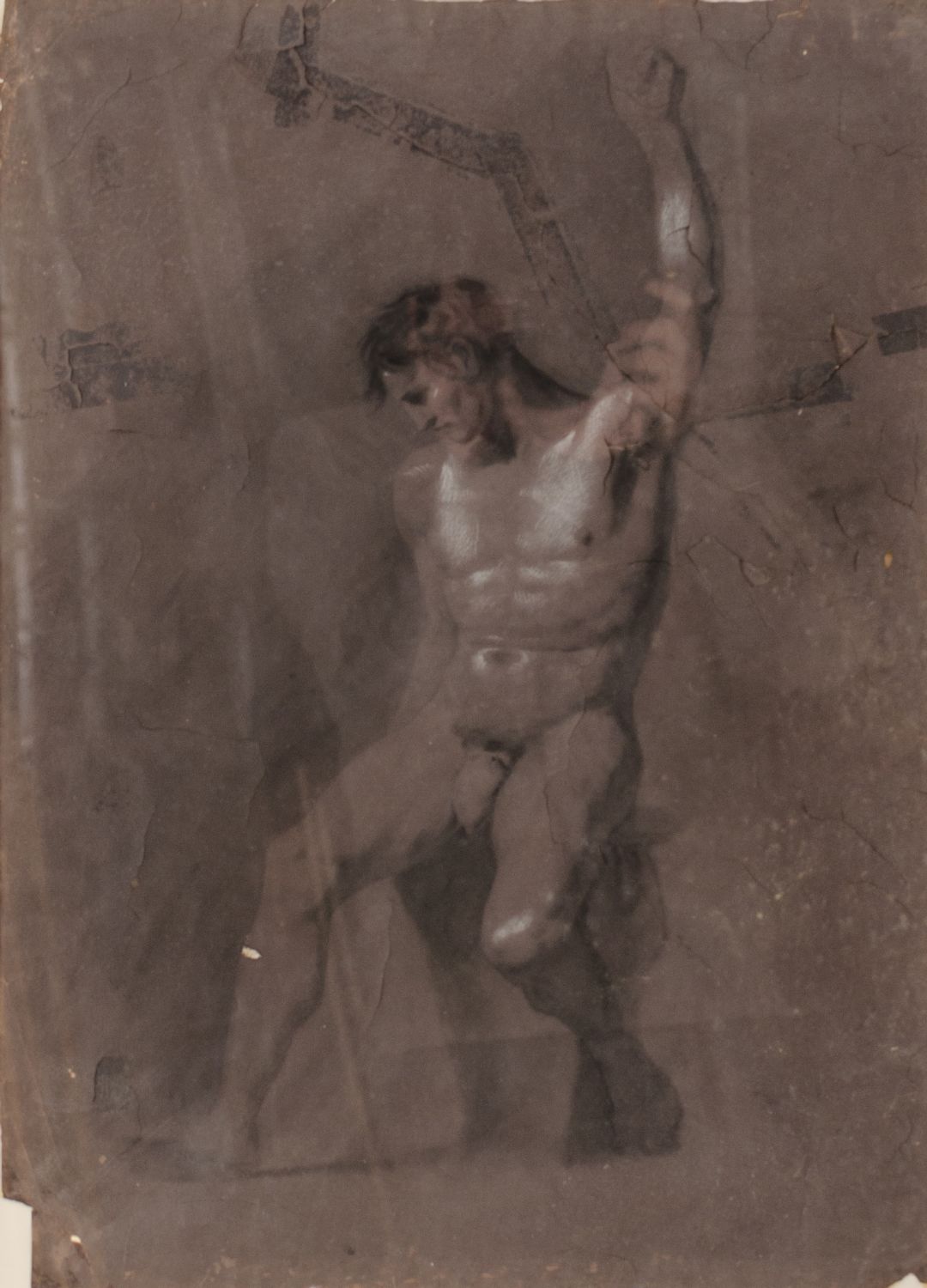 SALVATORE LO FORTE (Palermo 1809 - 1885) GESSETTO (STUDIO) "nudo maschile".  Misure: cm 42 x 59