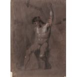 SALVATORE LO FORTE (Palermo 1809 - 1885) GESSETTO (STUDIO) "nudo maschile".  Misure: cm 42 x 59