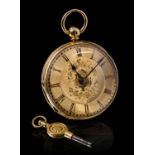 OROLOGIO da tasca in oro giallo 18 Kt. movimento a chiavetta con catena.