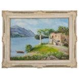 ZAINI OLIO su tela "paesaggio con lago". XX secolo Misure: cm 70 x 50