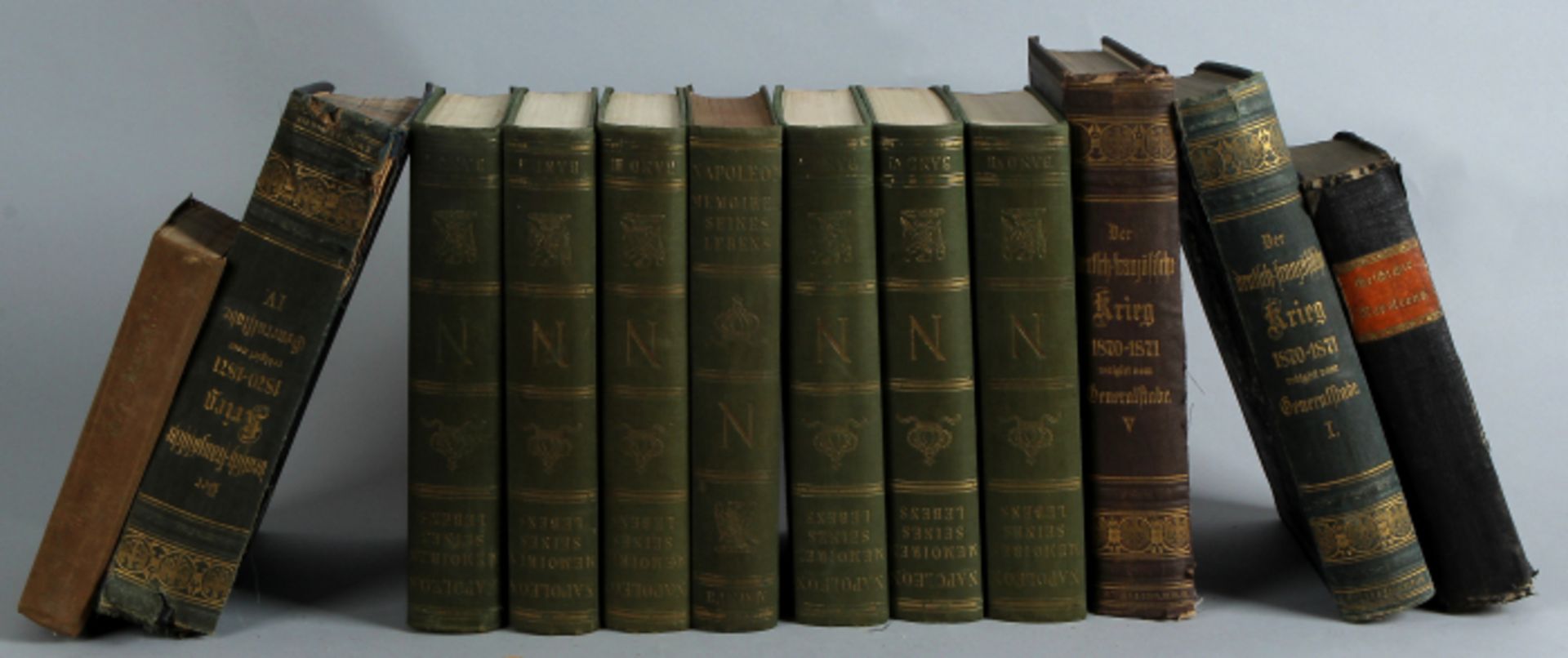 Lot various German antiquarian books 19th century: 7x Napoleon Memoirs, 3x Der Deutsche Fransosische