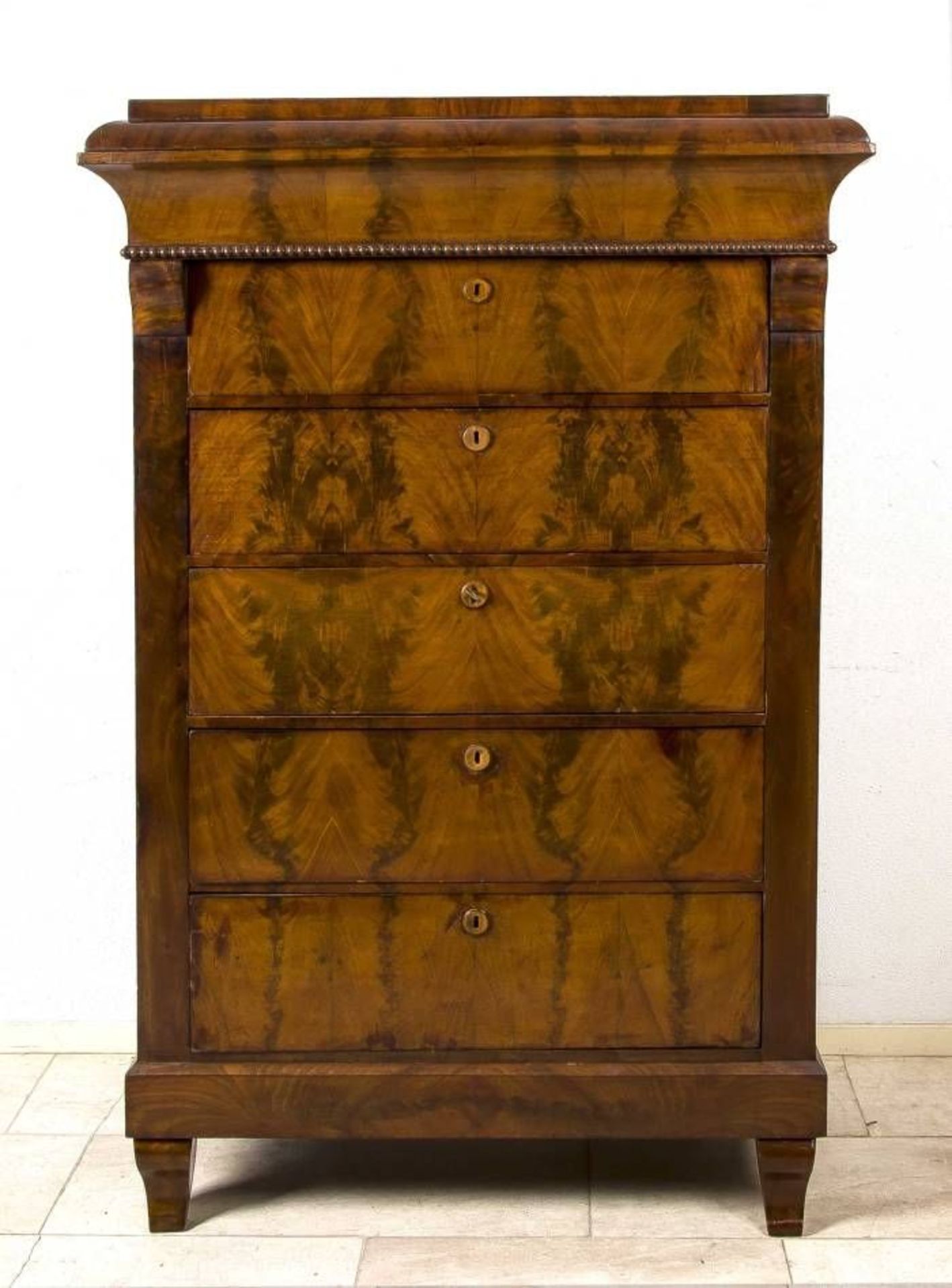 Beautiful 19th century mahogany veneer chiffoniere with 6 drawers (mahogany on oak) 170x110x51cm.