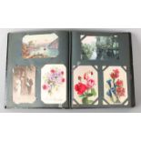 Album with several old postcards 1st half of 20th century 5x24x28cm Cond: G    Reserve price: 25 EUR
