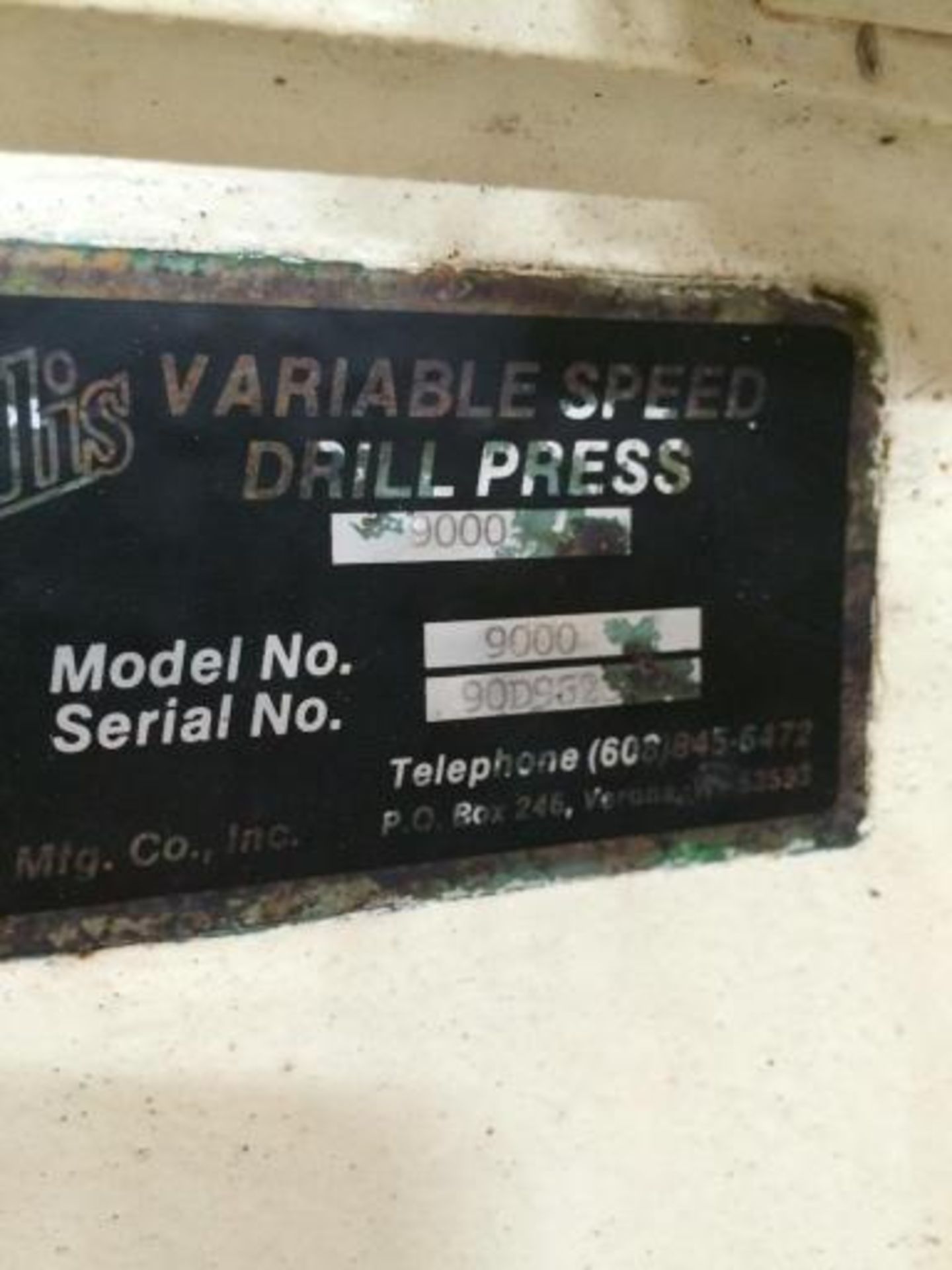 Model : 9000 ELLIS MODEL 9000 VARIABLE SPEED DRILL PRESS, 20" SPINDLE SPEEDS 0 - 1200 RPM DRILLS - Image 4 of 4