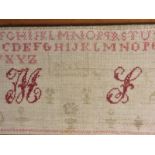 ECOLE FRANCAISE 1900 « M-L » Marquoir sur tissu type chanvre Monogrammé H : 14, 5 cm L : 30 cm