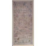 ECOSSE, Fin XVIIIe –Première moitié XIXe siècle Abécédaire sur toile rebrodé de fils de coton, à