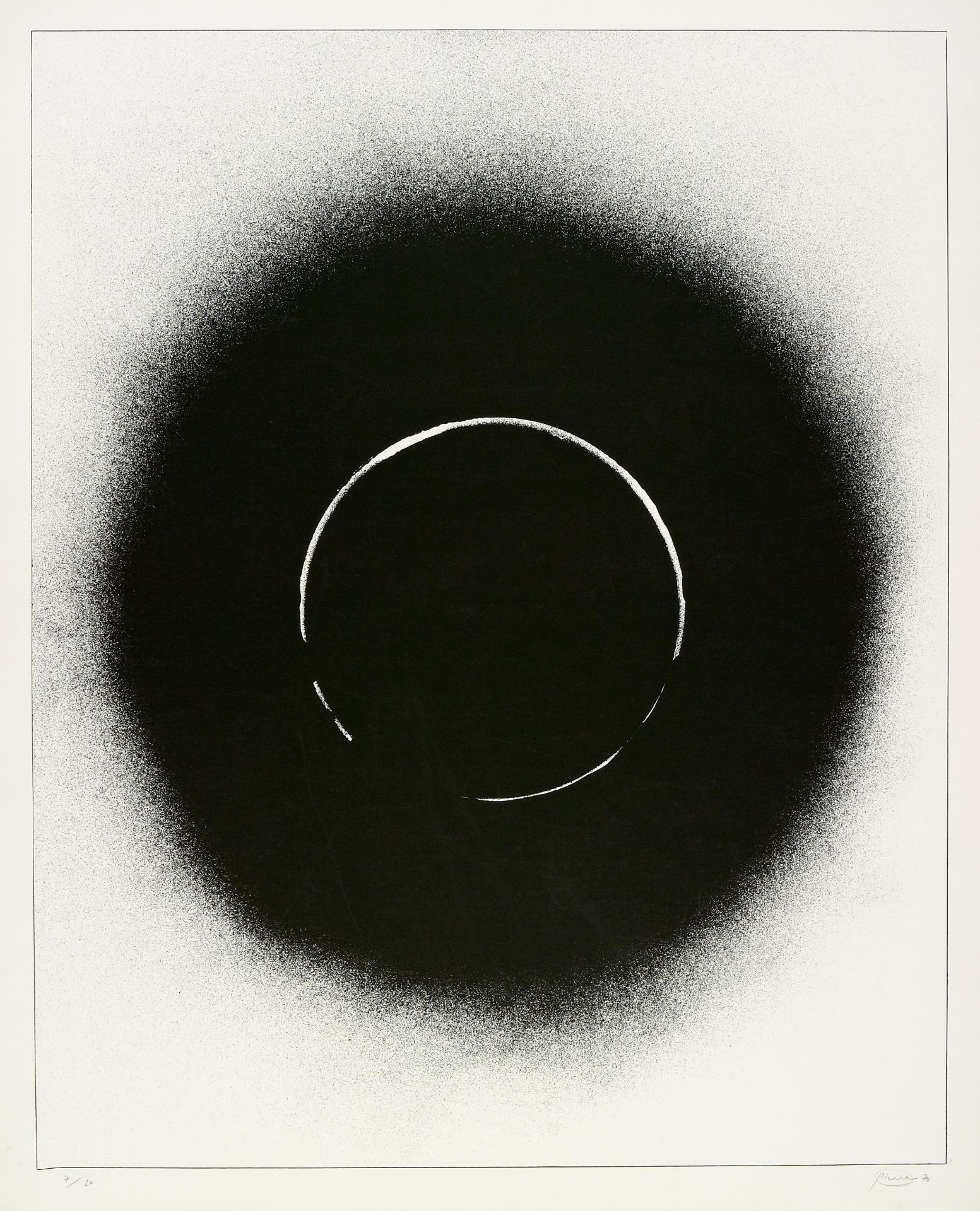 PIENE, OTTO1928 Laasphe/Westfalen - 2014 BerlinSchwarze Sonne auf Weiß. 1970. Serigrafie auf Karton. - Bild 2 aus 4