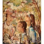 KÖLSCHBACH, JOSEFCologne 1892 - 1947Women in the Garden. 1923. Oil on canvas. 81,5 x 70cm. Signed