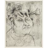 DIX, OTTO1891 Untermhaus/Gera - 1969 SingenLady. 1922. Drypoint etching on vellum. 35 x 27,5cm (54 x