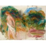 RENOIR, PIERRE-AUGUSTE1841 Limoges - 1919 Cagnes/NiceEsquisse de nu (Femme nue dans un paysage). Ca.