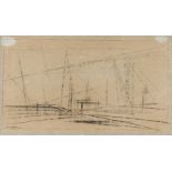 FEININGER, LYONELNew York 1871 - 1956Untitled. Charcoal drawing on bluish Japan. 28 x 48cm. Signed