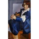 LHOTE, ANDRÉ1885 Bordeaux - 1962 ParisPortrait de femme en bleu. Oil on canvas. 80 x 50cm. Signed