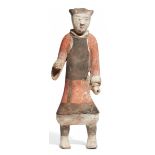 STANDING HORSE GROOM. CERAMIC.China. Han Dynasty, 206 BC - 220 AD / Three Kingdoms 220 AD - 280 AD.