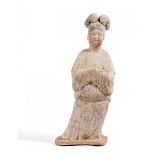 FAT LADY. CEARMIC.China, Tang Dynasty, early 8th century.Ceramic with painting. The lady wearing a