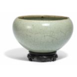 BRUSHWASHER. PORCELAIN. China. Qing Dynasty.Thick glaze in Guanyao type. Inside the ingrained