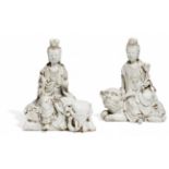 AVALOKITESHVARA AND SAMANTABADRA. DEHUA-PORCELAIN. China. Su, Xuejin, 1869 - 1919.The two