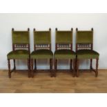 4 Mechelse stoelen
set van 4 Mechelse stoelen met gestoken rug rustend op gedraaide poten, 19e eeuw