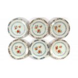 6 Imari borden
serie van 6 Chinees porseleinen Imari borden met floraal decor, Qianlong, 18e eeuw,