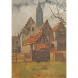 Korthals, doek, Amersfoort
doek, 70 x 50, achterhuizen en kerktoren, gesigneerd Jan Korthals (1916-