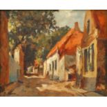 J. van Vuuren, dorpsgezicht
marouflé, 26 x 31, zonnig straatje te Elburg, gesigneerd J. v.