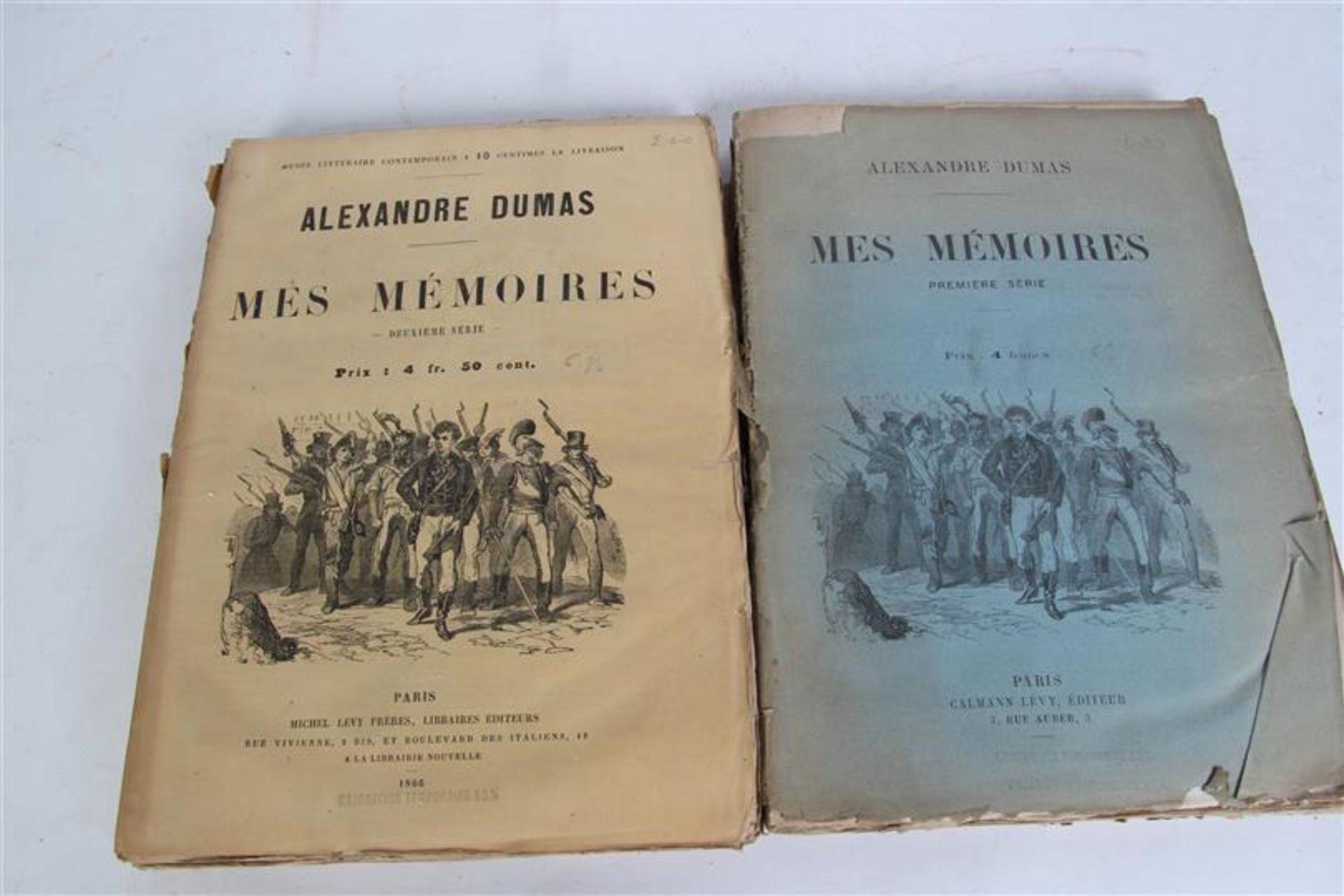 Alexandre Dumas, mes memoires. Twee delen  uitgegeven te Parijs, bij Calmann Levy. Rug in slechte