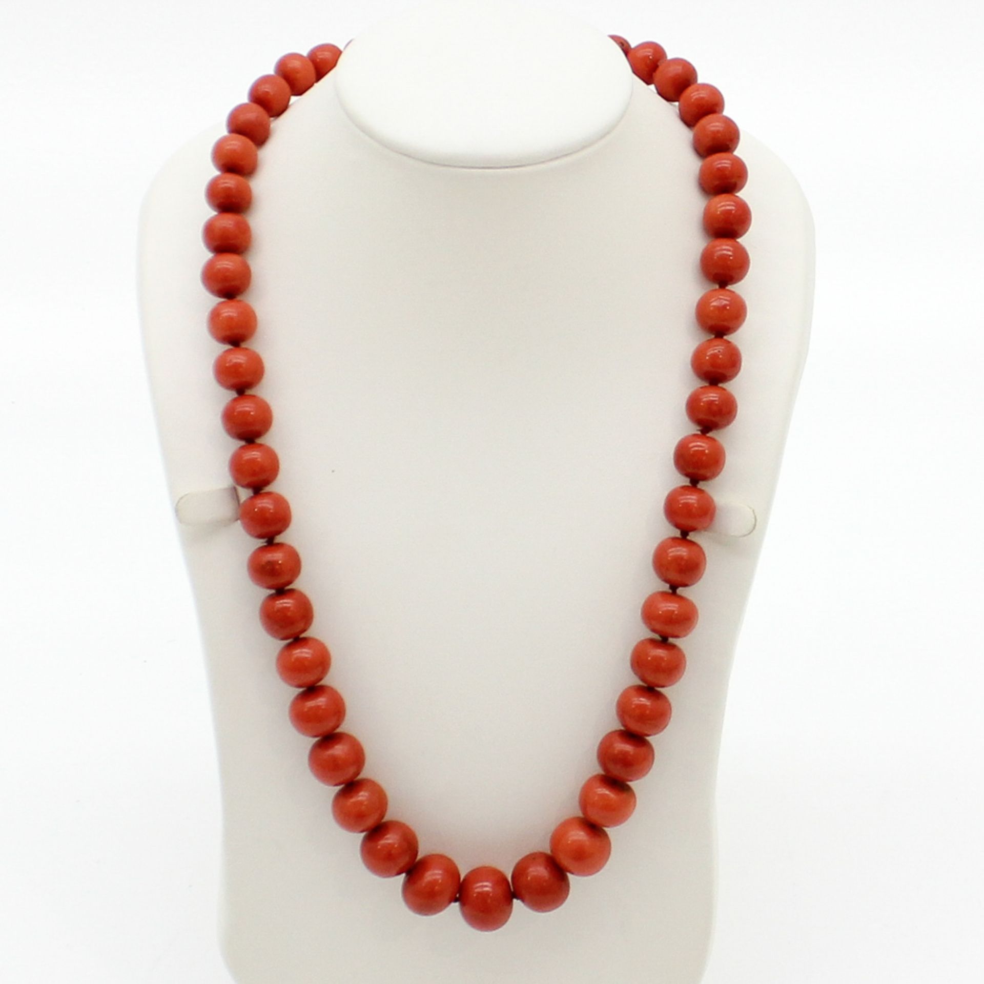Top Quality Single Strand 19th Century Red Coral 11 - 16 mm in diameter, 120 gram.