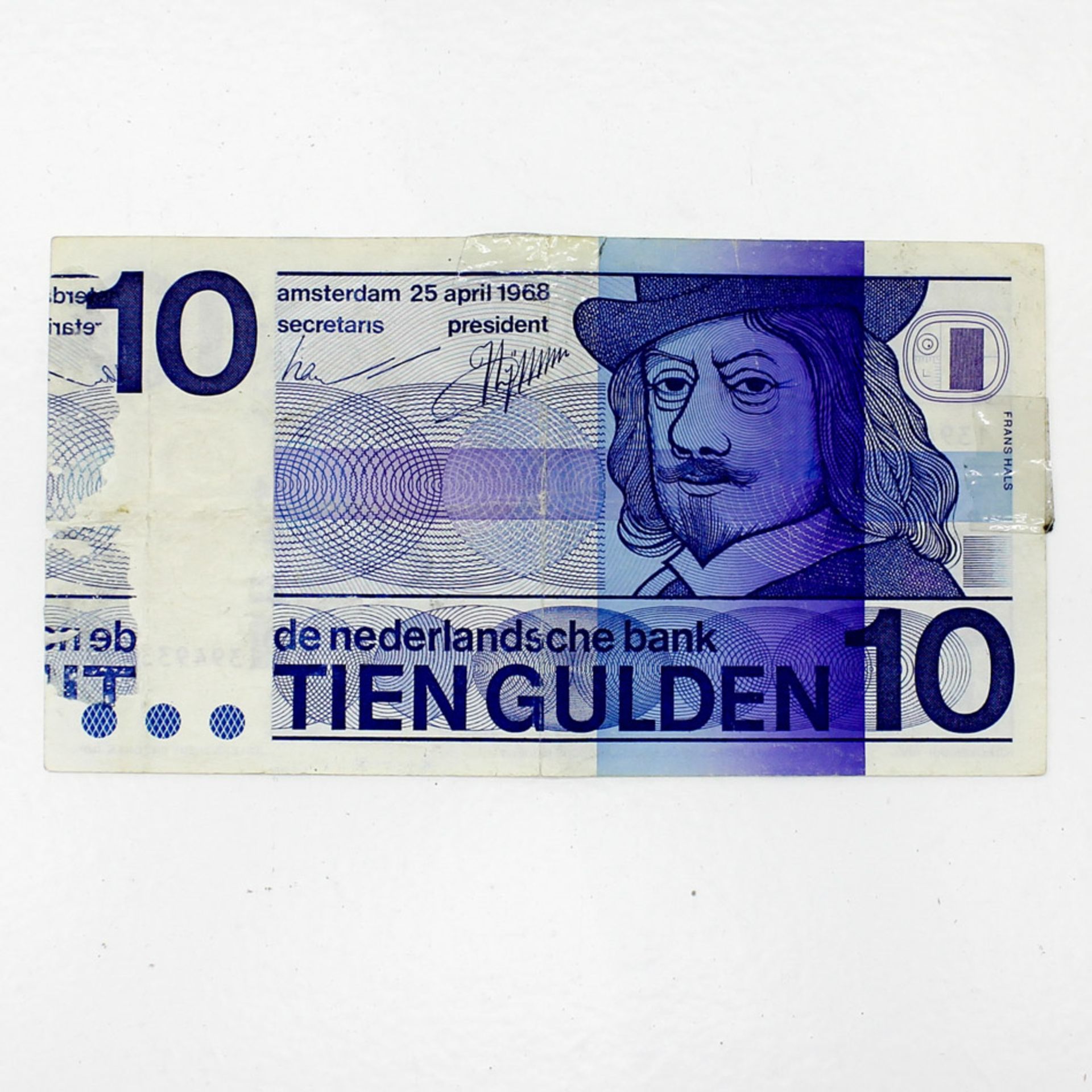 Dutch Ten Guilder Misstruk Bank Note Dutch Ten Guilder Misstruk Bank Note.