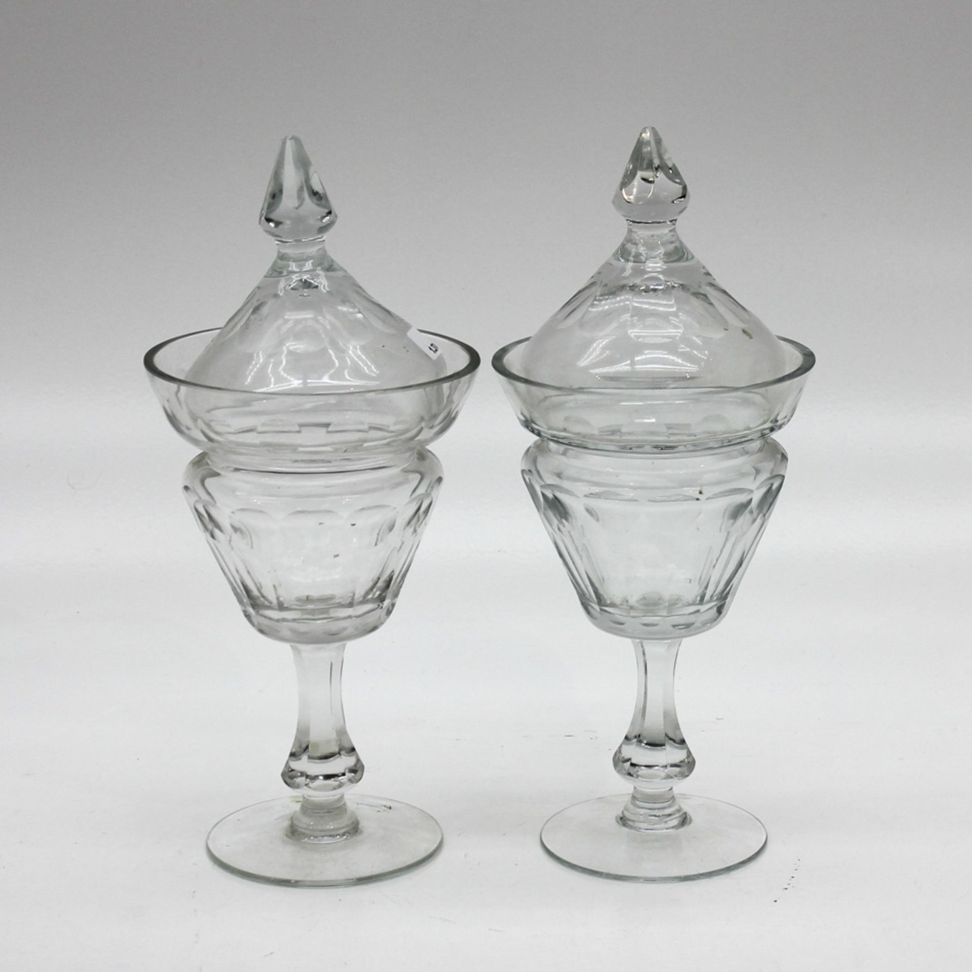 Lot of 2 Crystal Jars with Lids 33 cm tall.