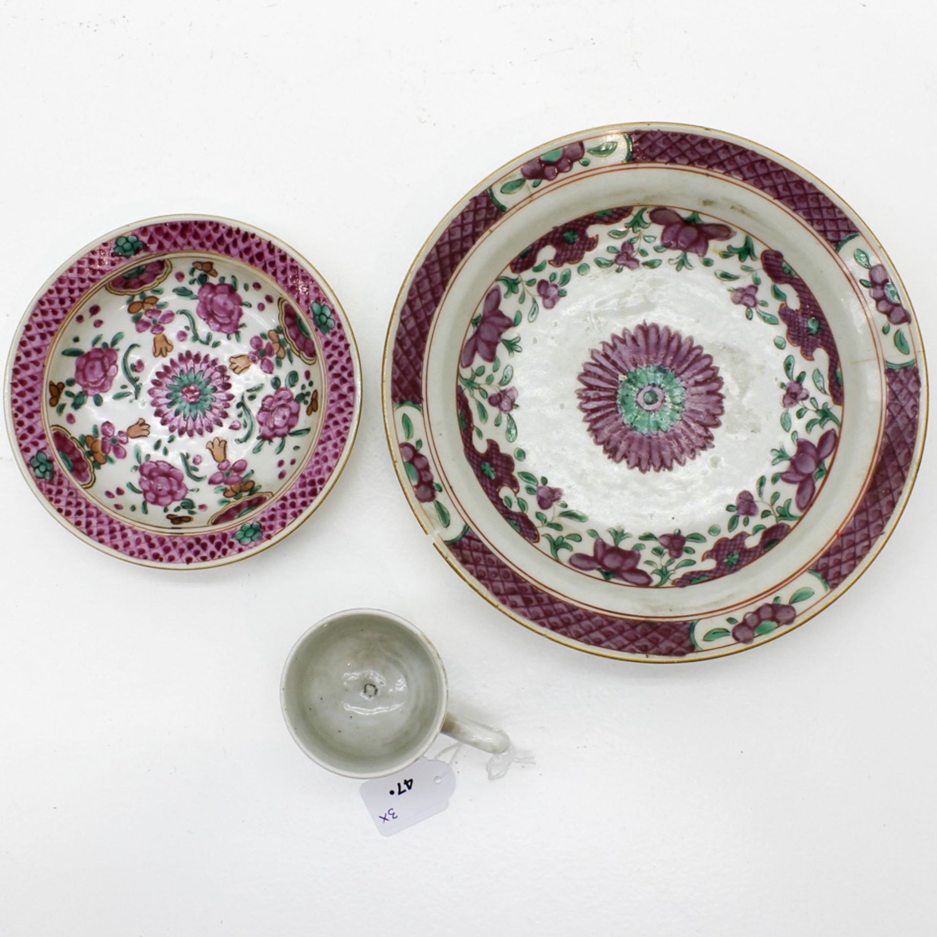 Lot of China Porcelain Consisting of cup, saucer and plate in family Rose decor, plate has - Bild 3 aus 4