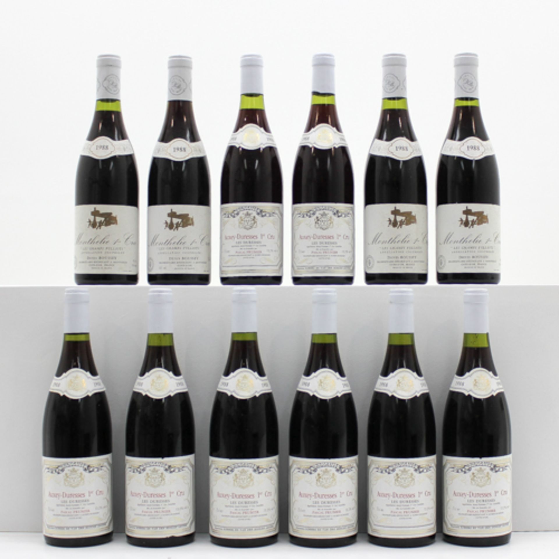 LOT OF 12 BOTTLES OF WINE Including Auxey-Duresses 1 er Cru, 1988.