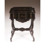 An Empire dressing-table  Mahogany and burr-mahogany veneered  Marble top, one drawer, carved and