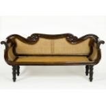 A romantic rosewood settee  Caned sides, back and seat.    214x68x97cm