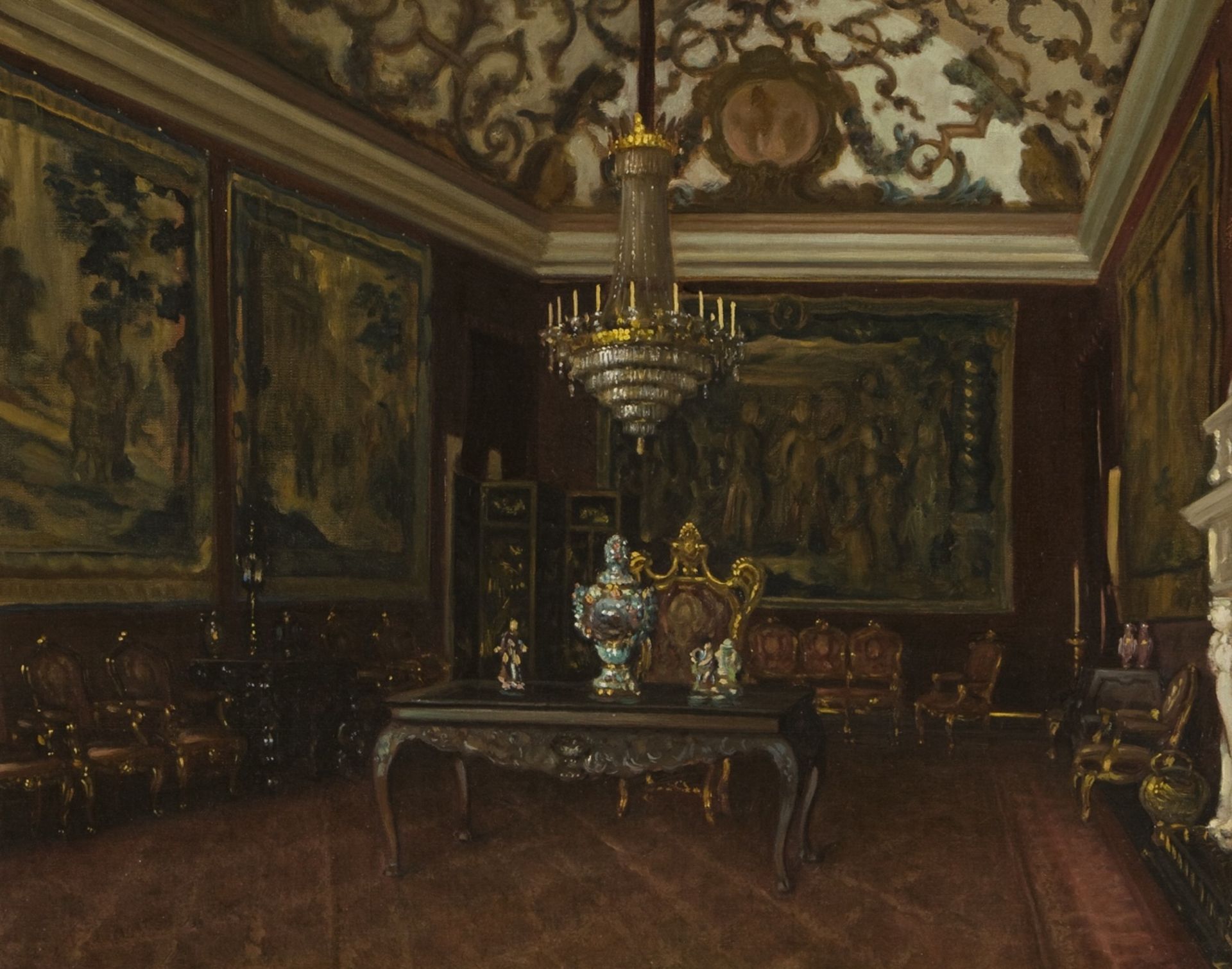 Portuguese School, ca. 1930  Hercules Room - Vila Viçosa Palace  Oil on canvas    53x67 cm