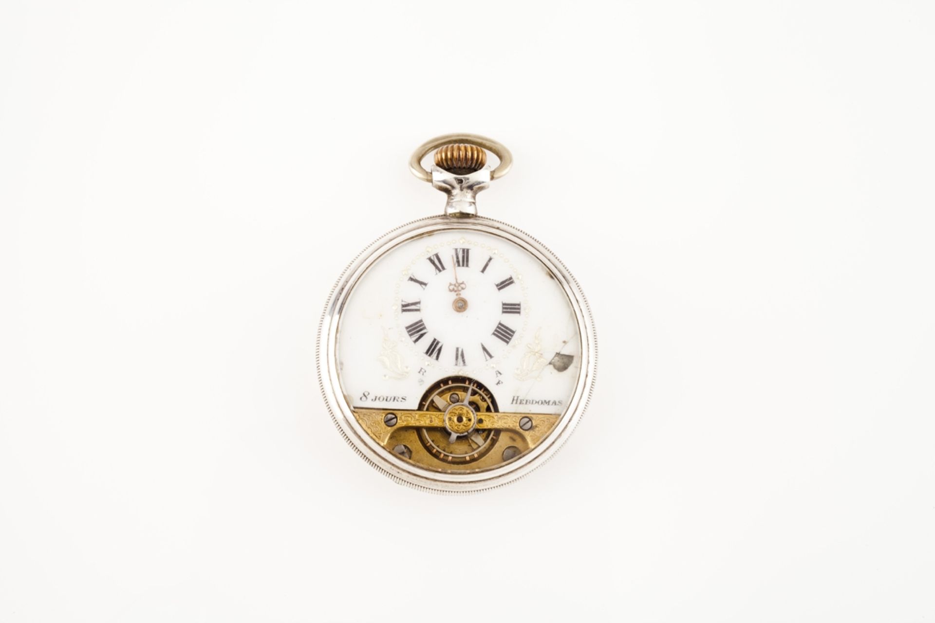 Two late 19th, early 20th century pocket watches  One with silver case, the other with metal case, e