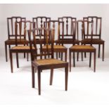 A set of eight D.Maria (1777-1816) chairs  Rosewood with thornbush inlaid decoration   Pierced and c