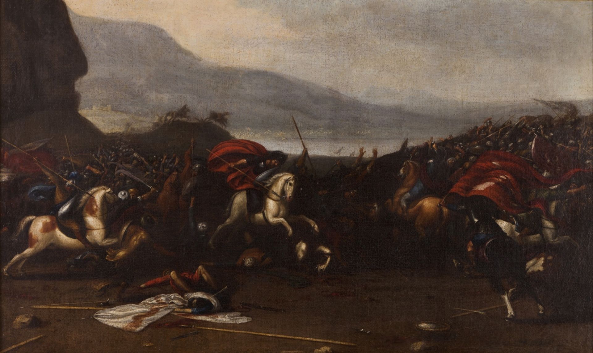 French School of the late 17th, early 18th century  Battle scene  Oil on canvas    48x77,5 cm