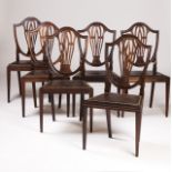 A set of six Rosewood D.Maria (1777-1816) chairs  Pierced and scalloped backs and engraved leather s