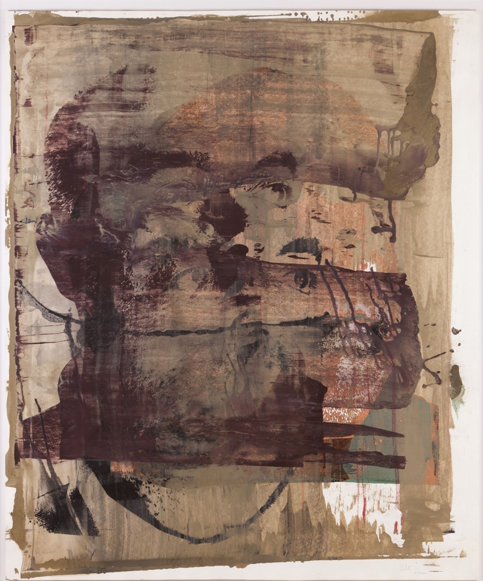 Pedro Cabrita Reis (b.1956)  "The large self-portraits #31"  Mixed media on paper  Signed and