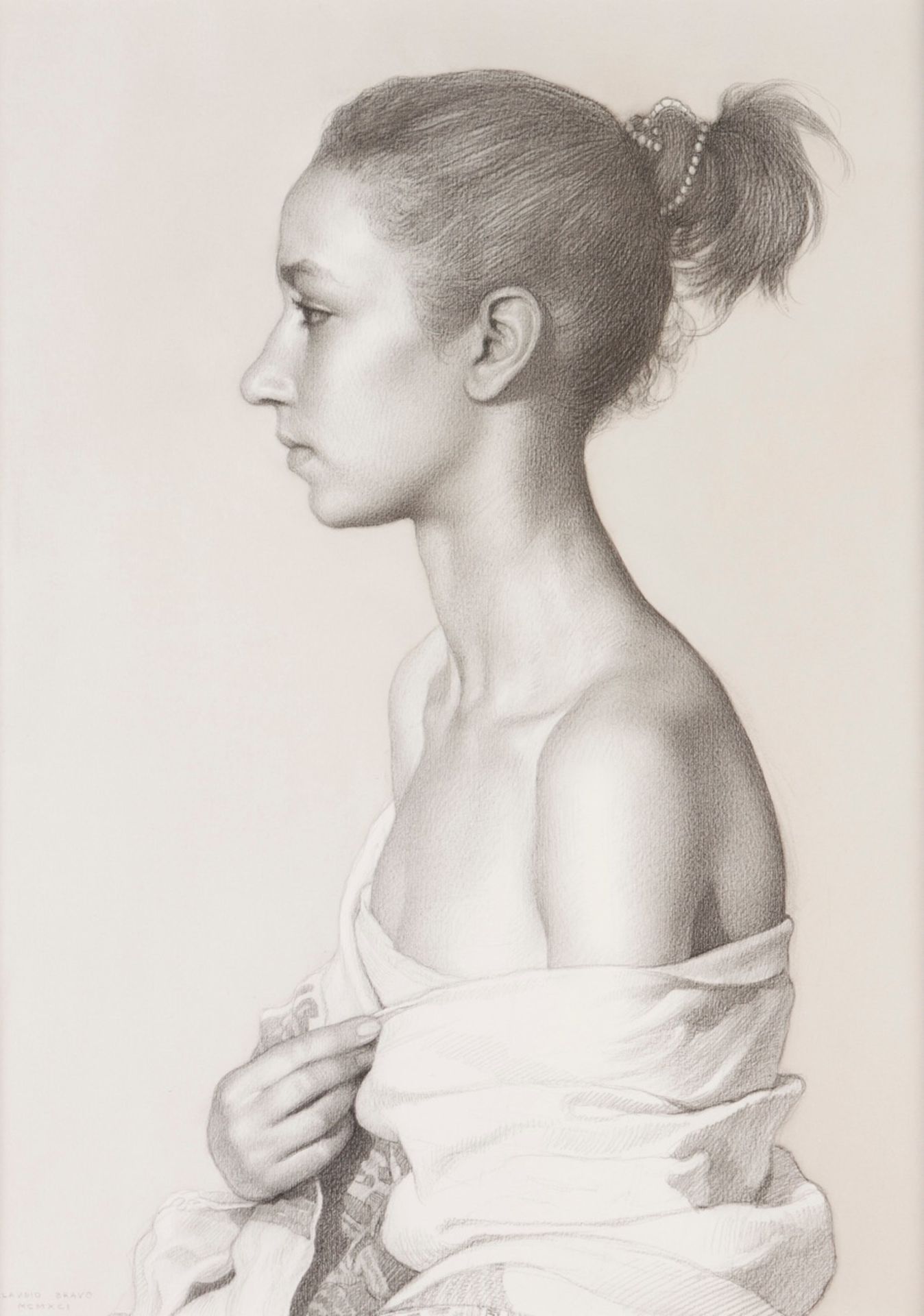 Claudio Bravo (Chile, 1936-2011)
"Moroccan girl"
Graphite and pastel on paper
signed and dated