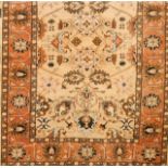 An oriental carpet
Cotton and wool
Floral decoration in red, beige, blue and  brown

273x185