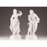 A pair of Neapolitan figures
Biscuit sculptures
Marked at the base
Europe, 19th century
(