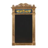 A pair of mirrors
Yellow metal, relief and painted decoration with scrolls and floral motifs